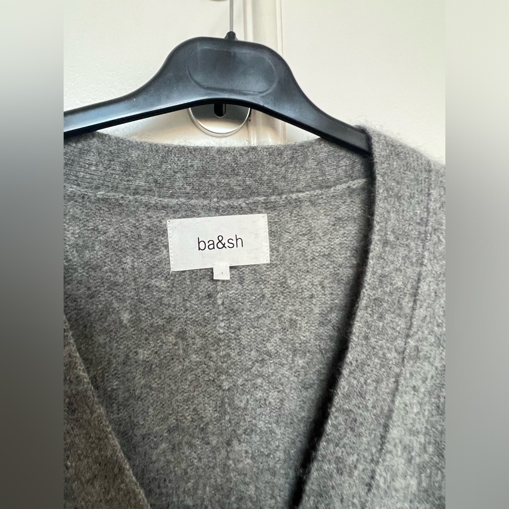 BASH Heather Grey Wool Oversized Cardigan - Picture 4 of 15